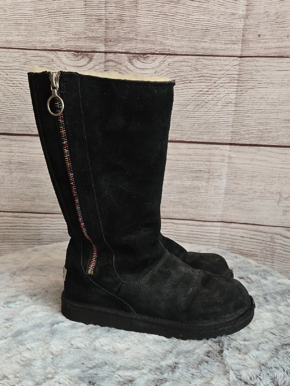 UGG Tall Black Winter Boots, Girls Size 2